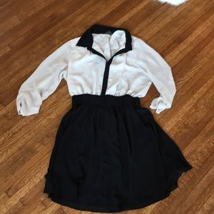 Black And White Long Sleeve Dress